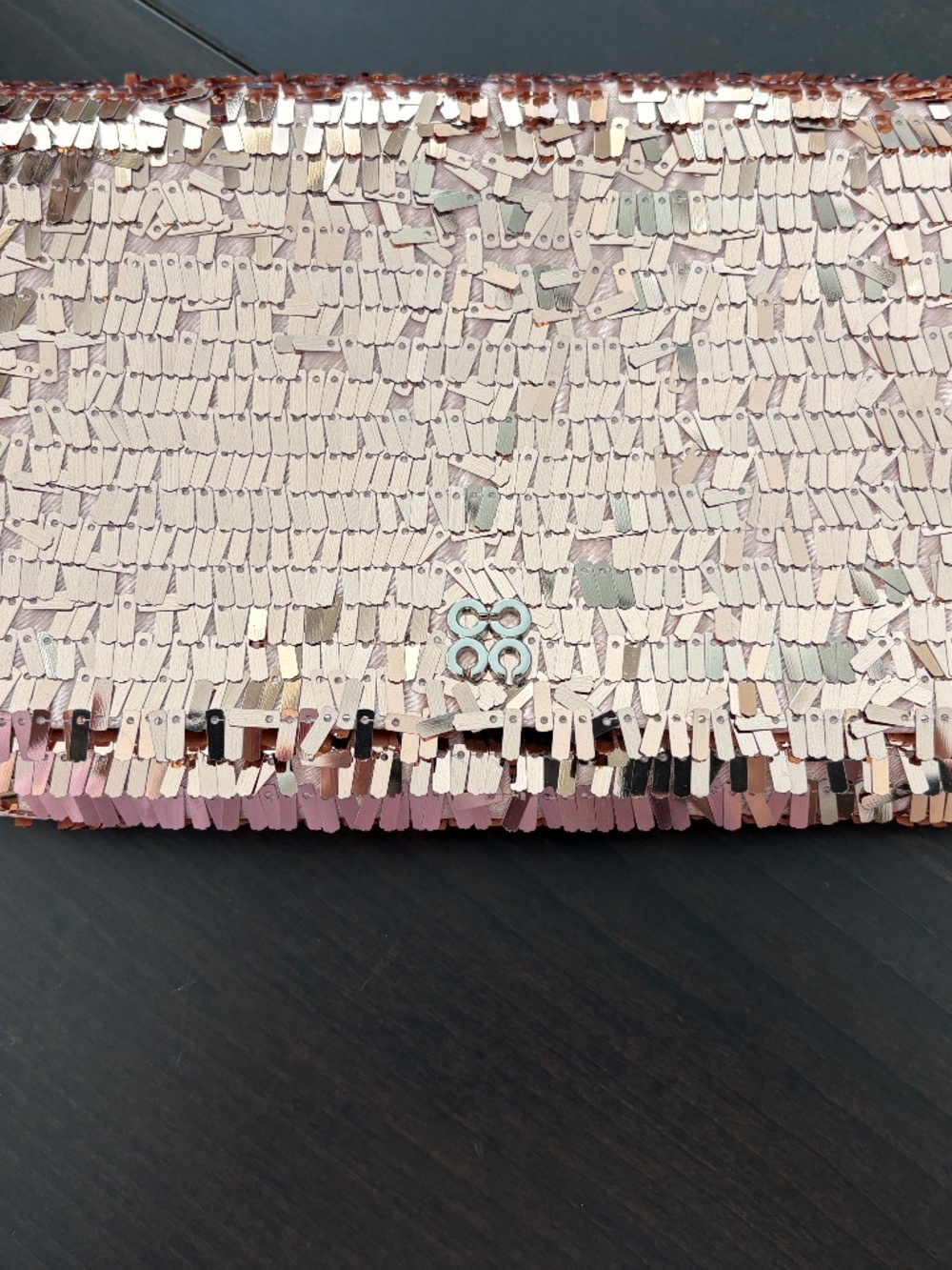 Coach Occasion Collection Sequin Large Clutch in Rose Gold